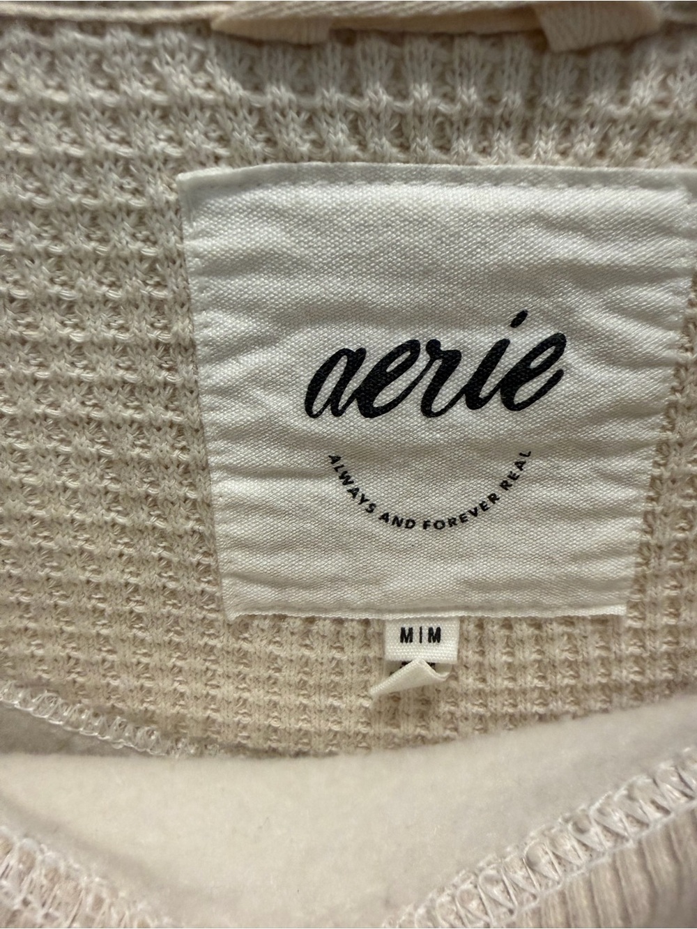 Aerie oversized Cream Lightweight Crewneck Pullover - Picture 3 of 3